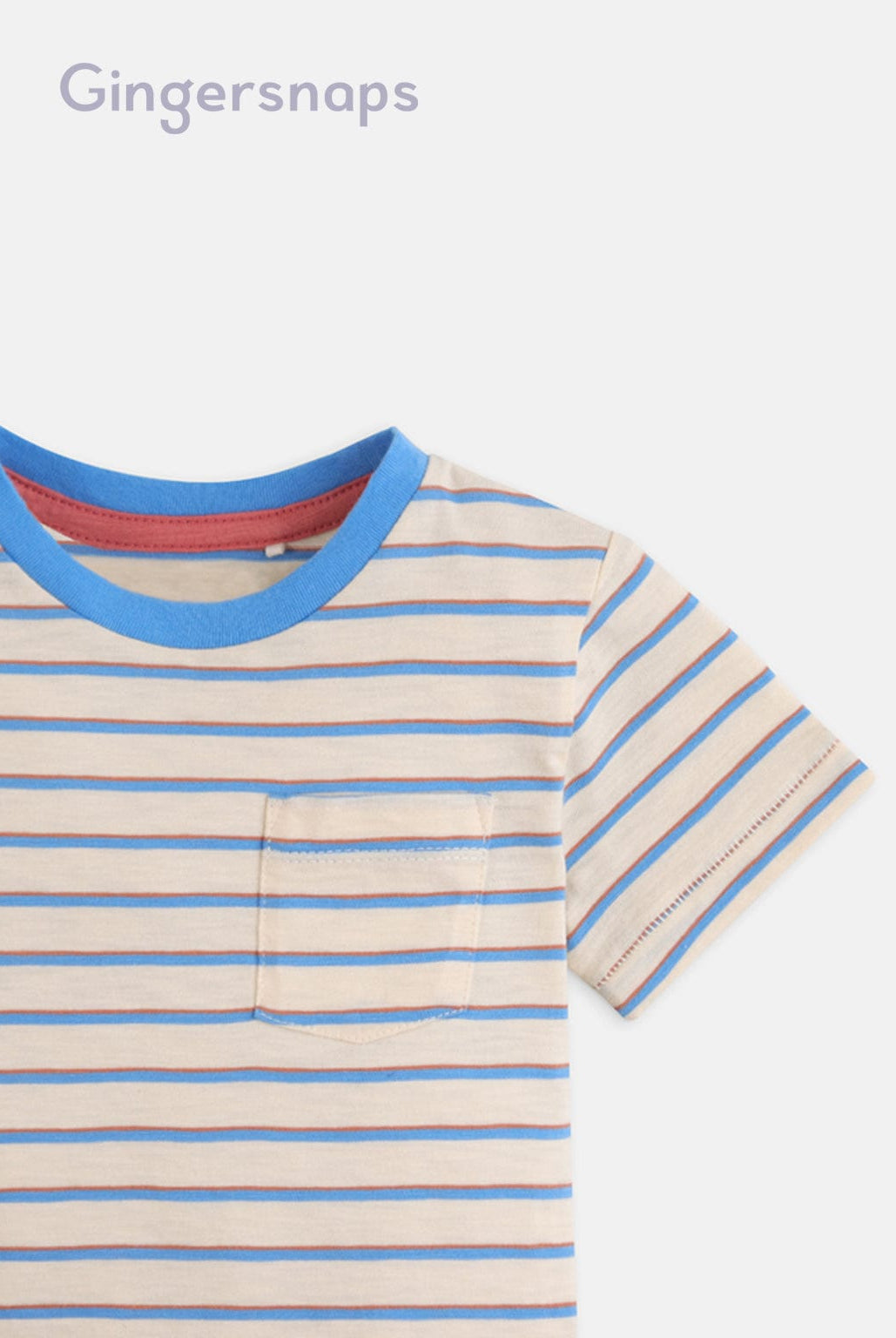 جينجرسنابس تي شيرت مخطط بجيب على الصدر أولاد رضع البيج