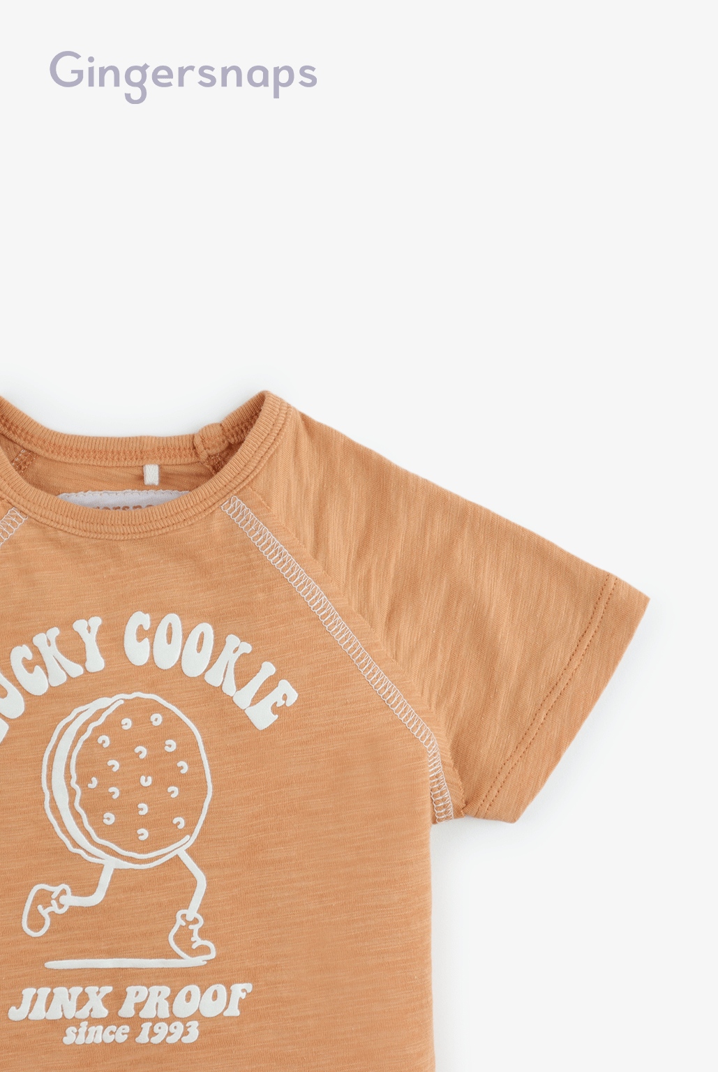 جينجرسنابس تي شيرت للأولاد الرضع صيفي بطبعة على الصدر بني