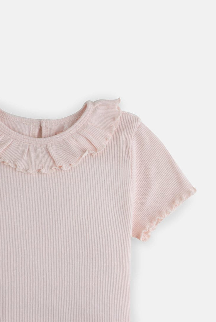 جينجرسنابس توب بناتي سادة مضلع بياقة مكشكشة وكم قصير متعدد الألوان