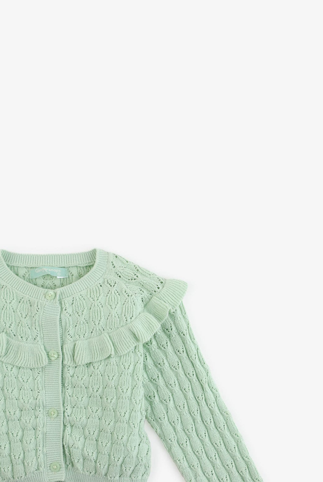 جينجرسنابس بلوزة مضفرة بأزرار أمامية كم طويل بناتي أخضر