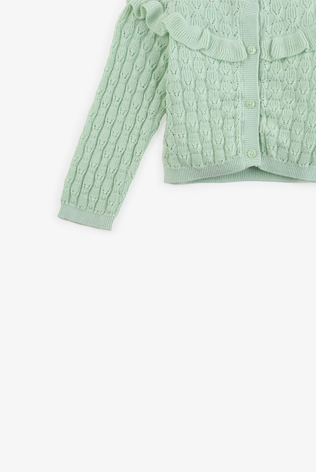 جينجرسنابس بلوزة مضفرة بأزرار أمامية كم طويل بناتي أخضر