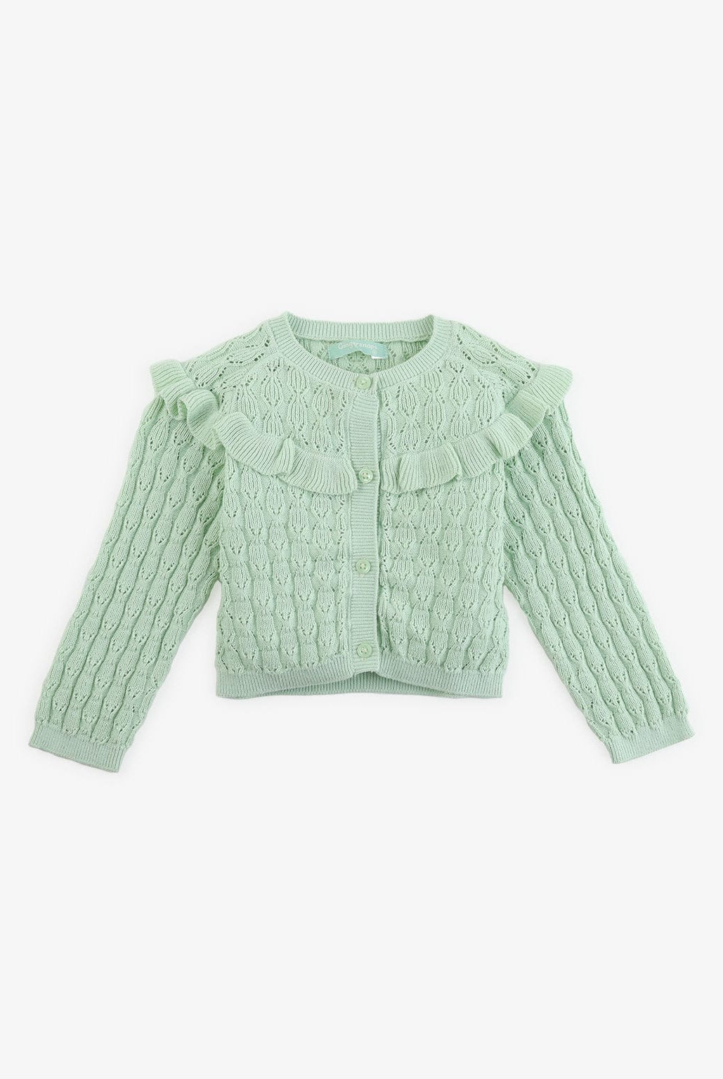 جينجرسنابس بلوزة مضفرة بأزرار أمامية كم طويل بناتي أخضر