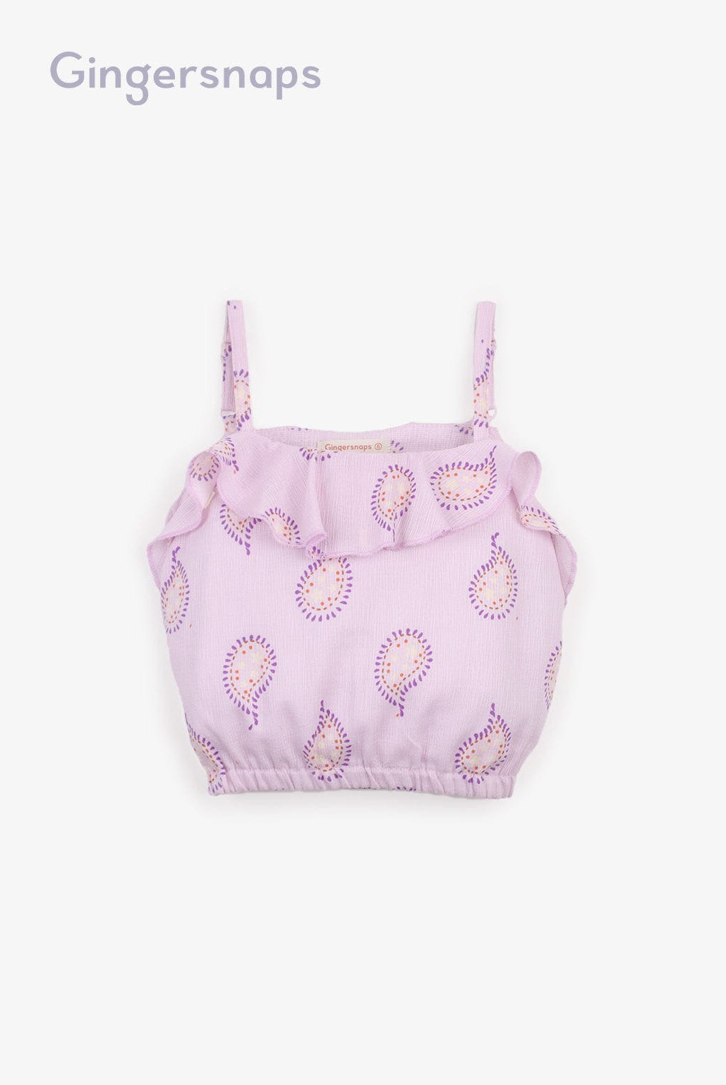 جينجرسنابس طقم بناتي توب حمالات وبنطلون منقوش أرجواني