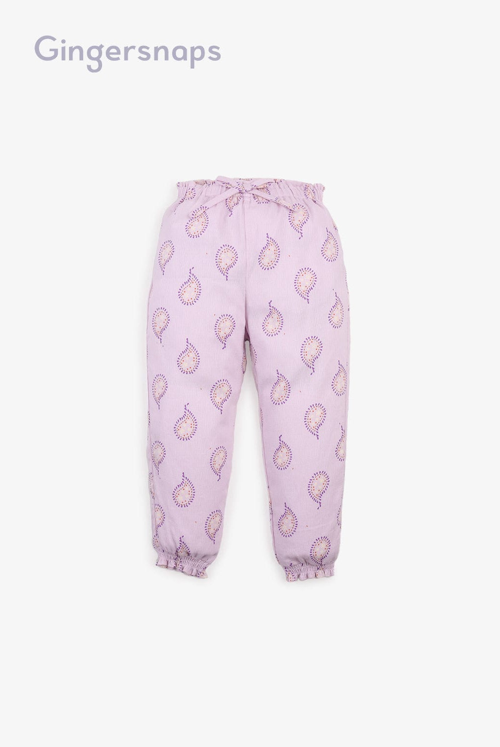 جينجرسنابس طقم بناتي توب حمالات وبنطلون منقوش أرجواني