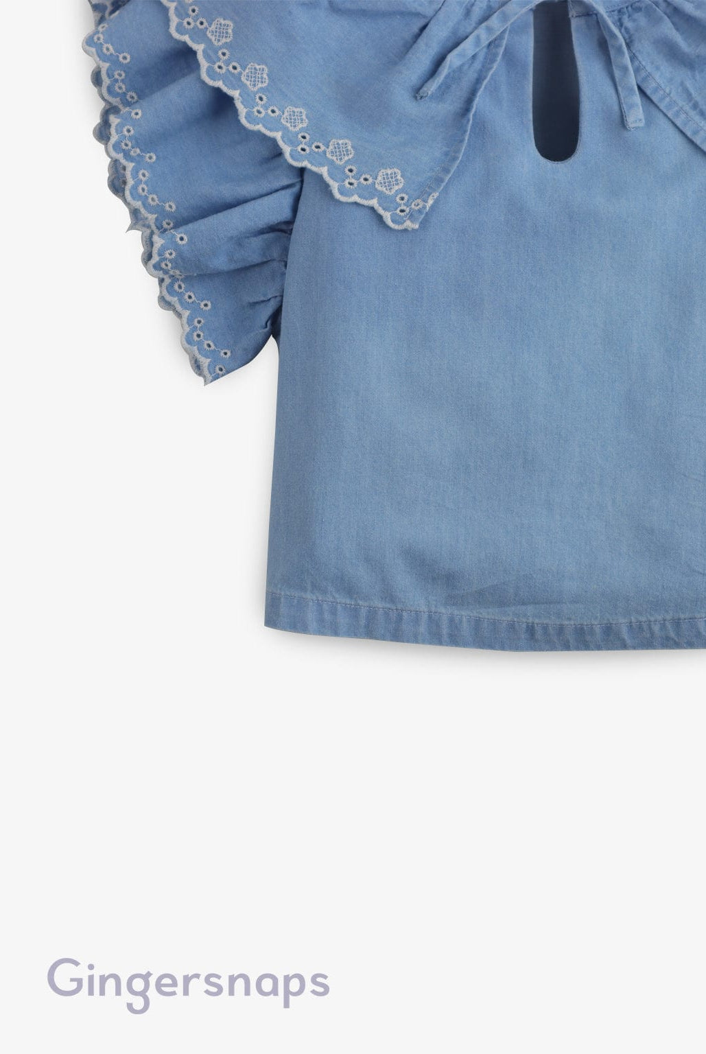 جينجرسنابس بلوزة سادة مطرزة من الأطراف على شكل فراشة بناتي أزرق