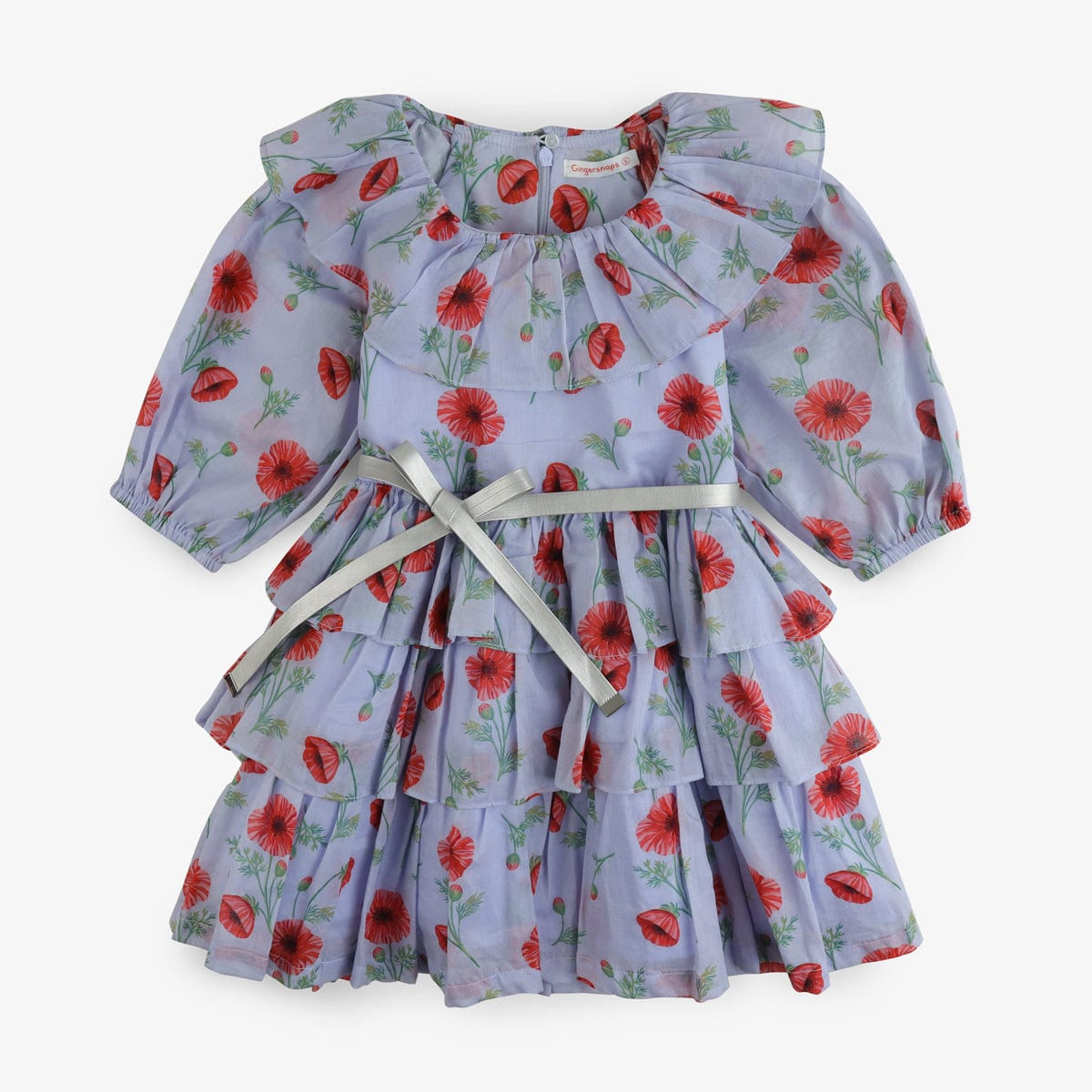 جينجرسنابس فستان بناتي مشجر طبقات مزين بكلوش على الياقة متعدد الألوان