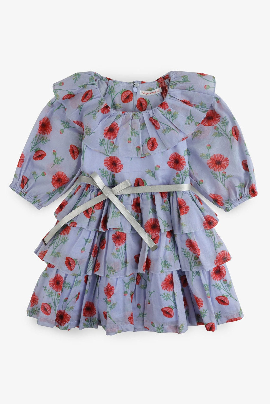 جينجرسنابس فستان بناتي مشجر طبقات مزين بكلوش على الياقة متعدد الألوان