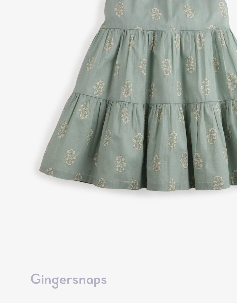 جينجرسنابس فستان مورد طبقات من أسفل كت مكشكش بناتي أخضر
