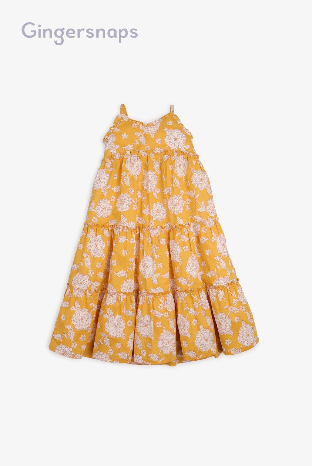 جينجرسنابس فستان مورد واسع طبقات من أسفل حمالات بناتي أصفر