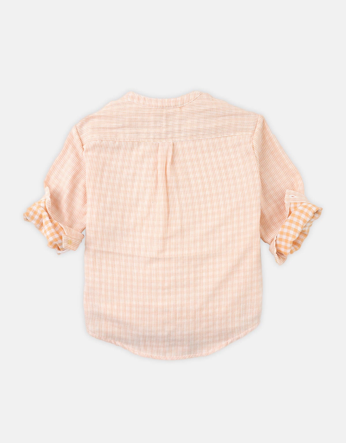 جينجرسنابس قميص مربعات بأزرار أمامية كم طويل أولادي برتقالي