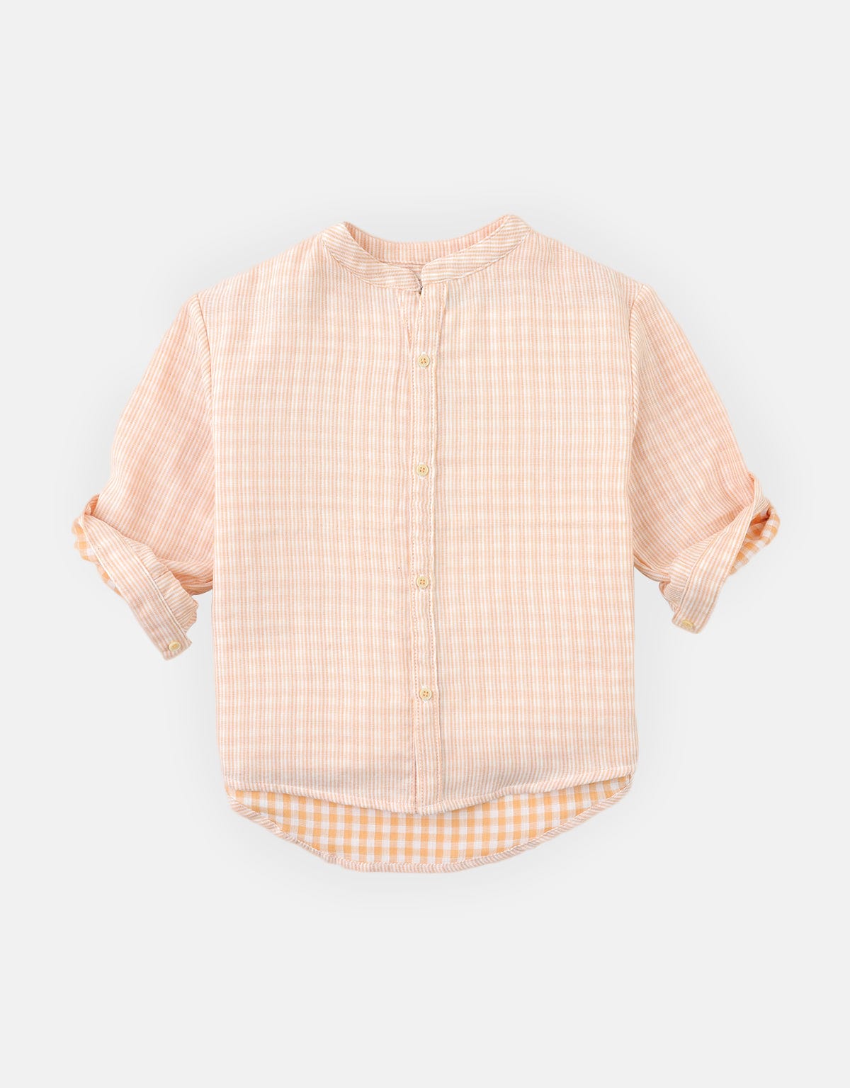جينجرسنابس قميص مربعات بأزرار أمامية كم طويل أولادي برتقالي