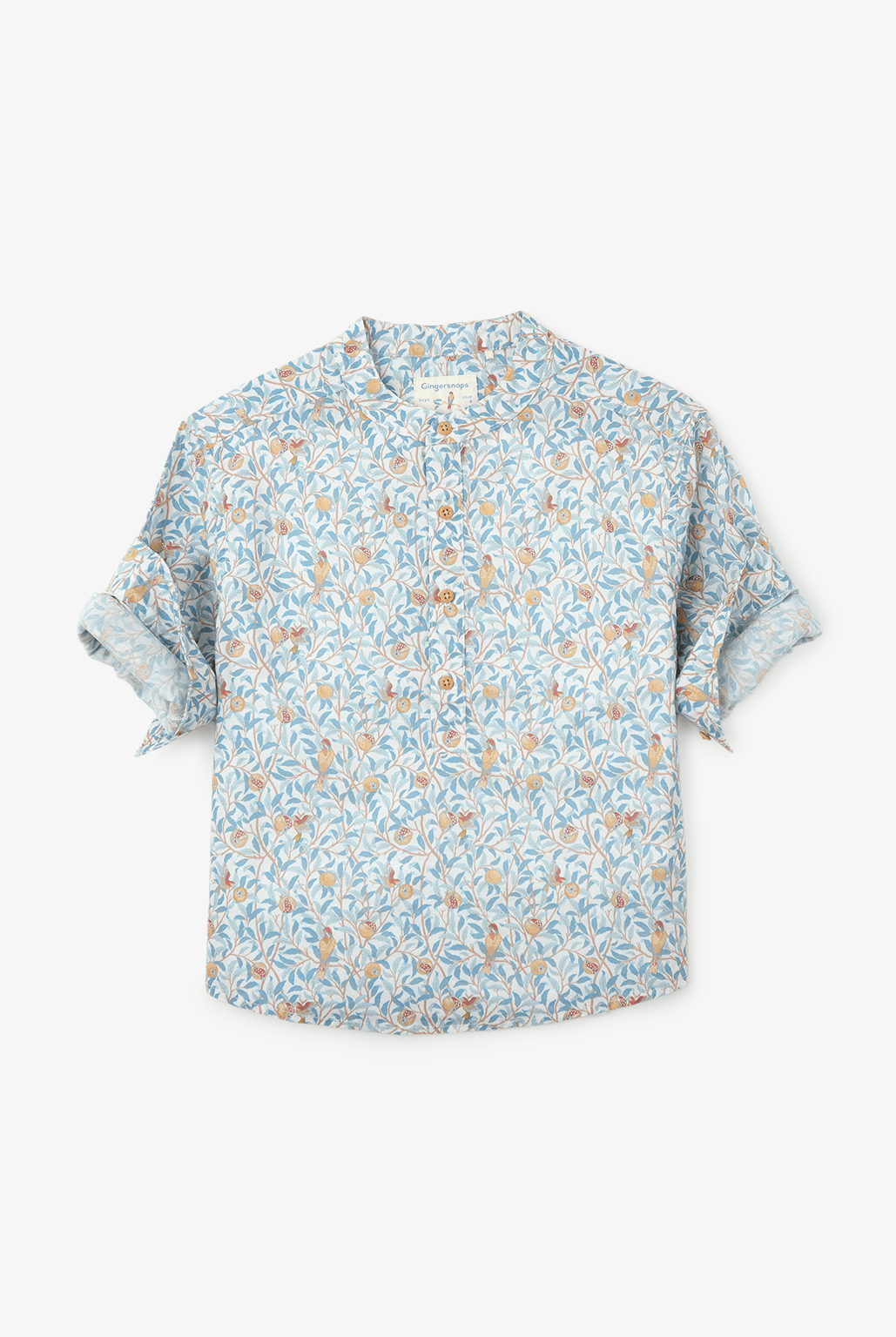 جينجرسنابس قميص مشجر بأزرار أمامية كم طويل برقبة دائرية ولادي متعدد الألوان