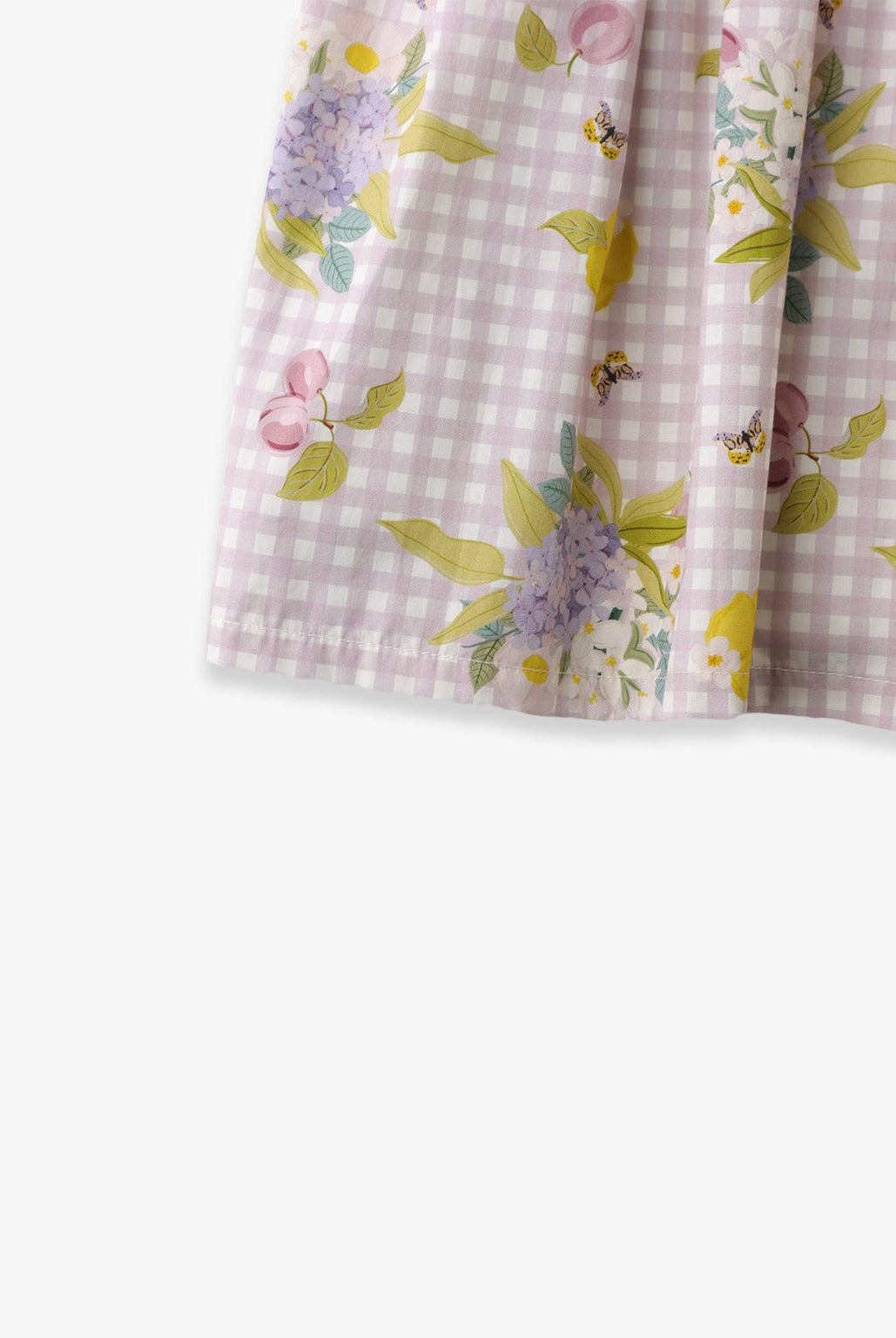 جينجرسنابس فستان مربعات مع نقشة ورد مخصر كم قصير بناتي متعدد الألوان