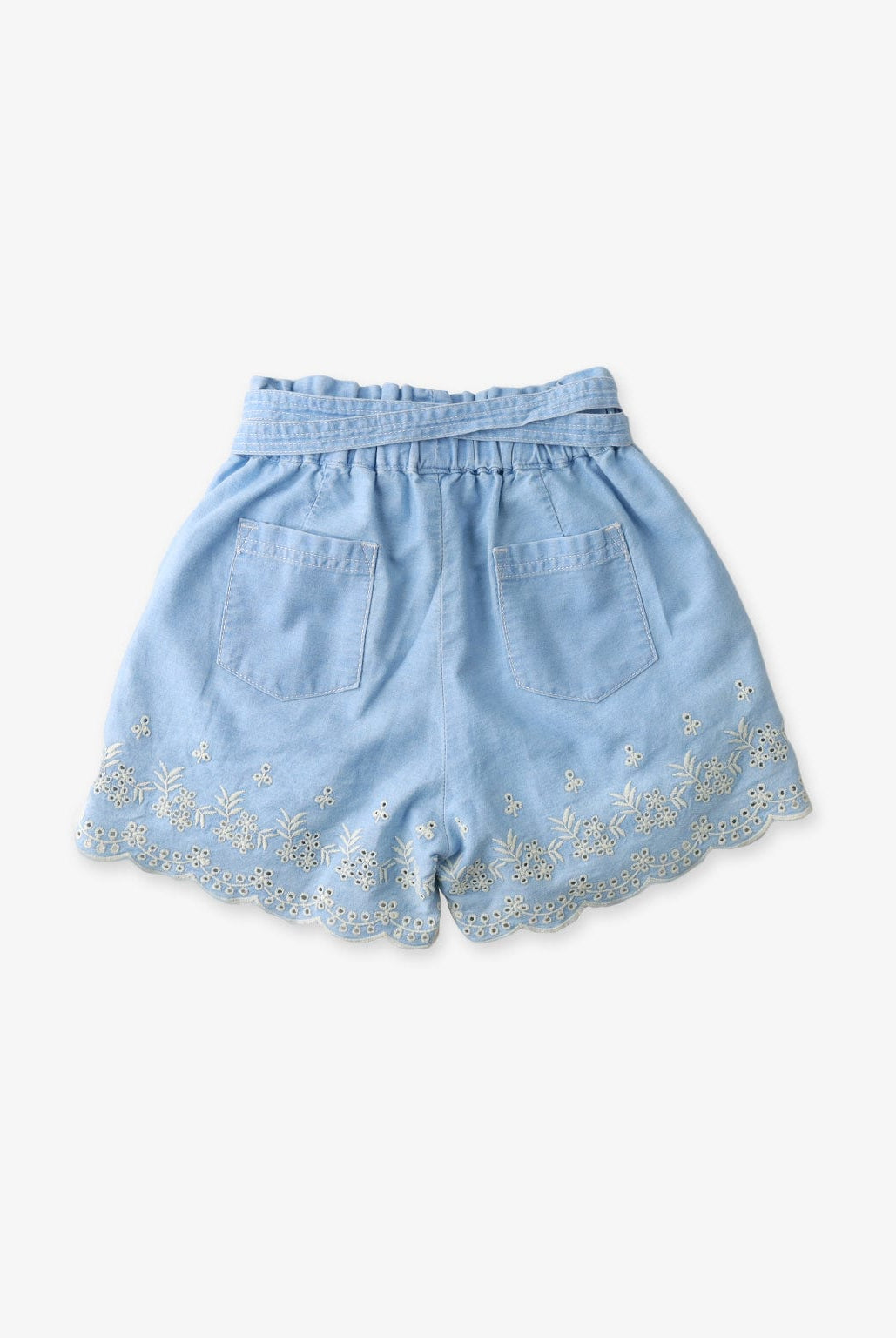 جينجرسنابس شورت جينز مطرز من أسفل بحزام على الخصر بناتي أزرق