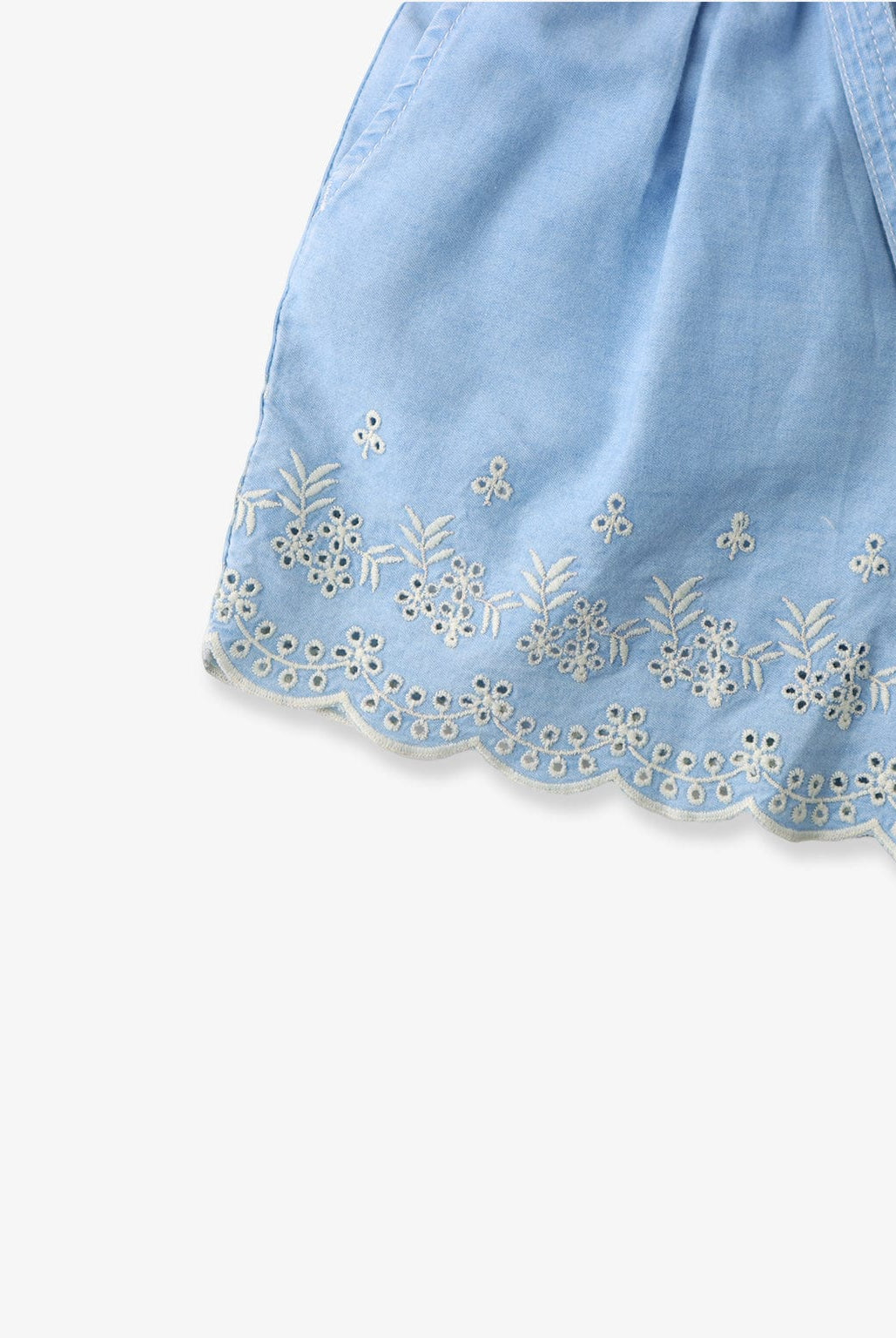 جينجرسنابس شورت جينز مطرز من أسفل بحزام على الخصر بناتي أزرق