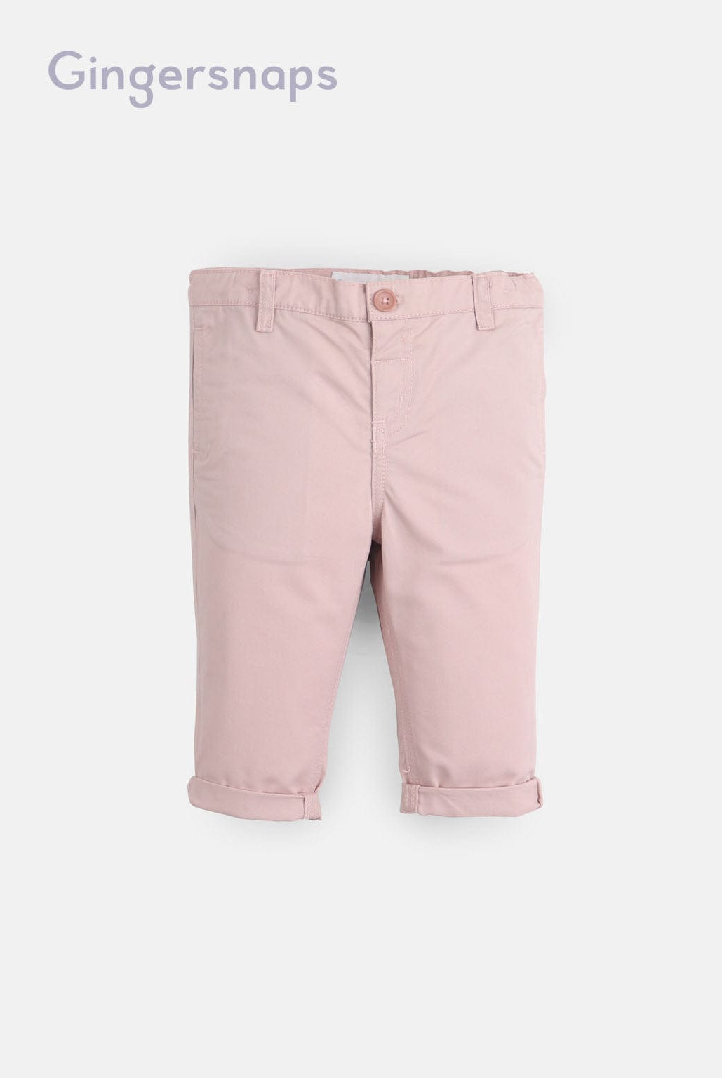 جينجرسنابس بنطلون اطفالي للرضع سادة بثنية من الأسفل وردي