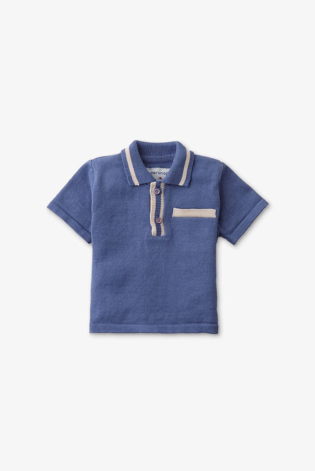 جينجرسنابس تيشيرت سادة بأزرار أمامية نص كم ولادي أزرق