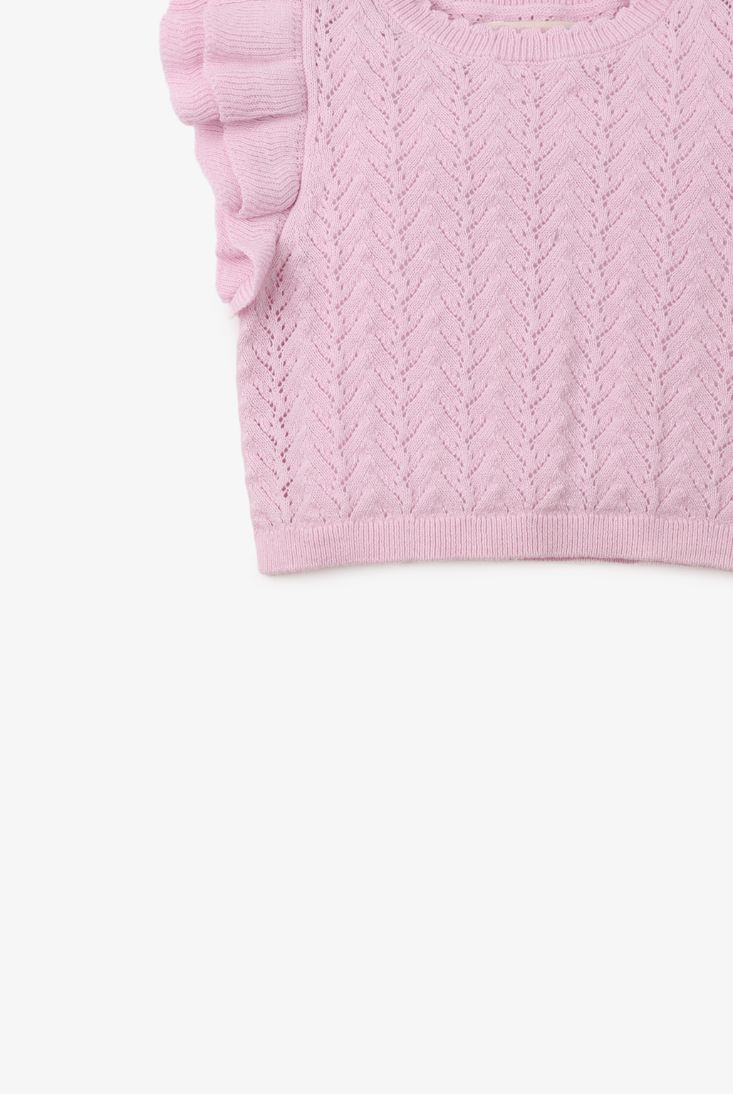 جينجرسنابس بلوزة مخرمة كت مكشكشة بناتي أرجواني