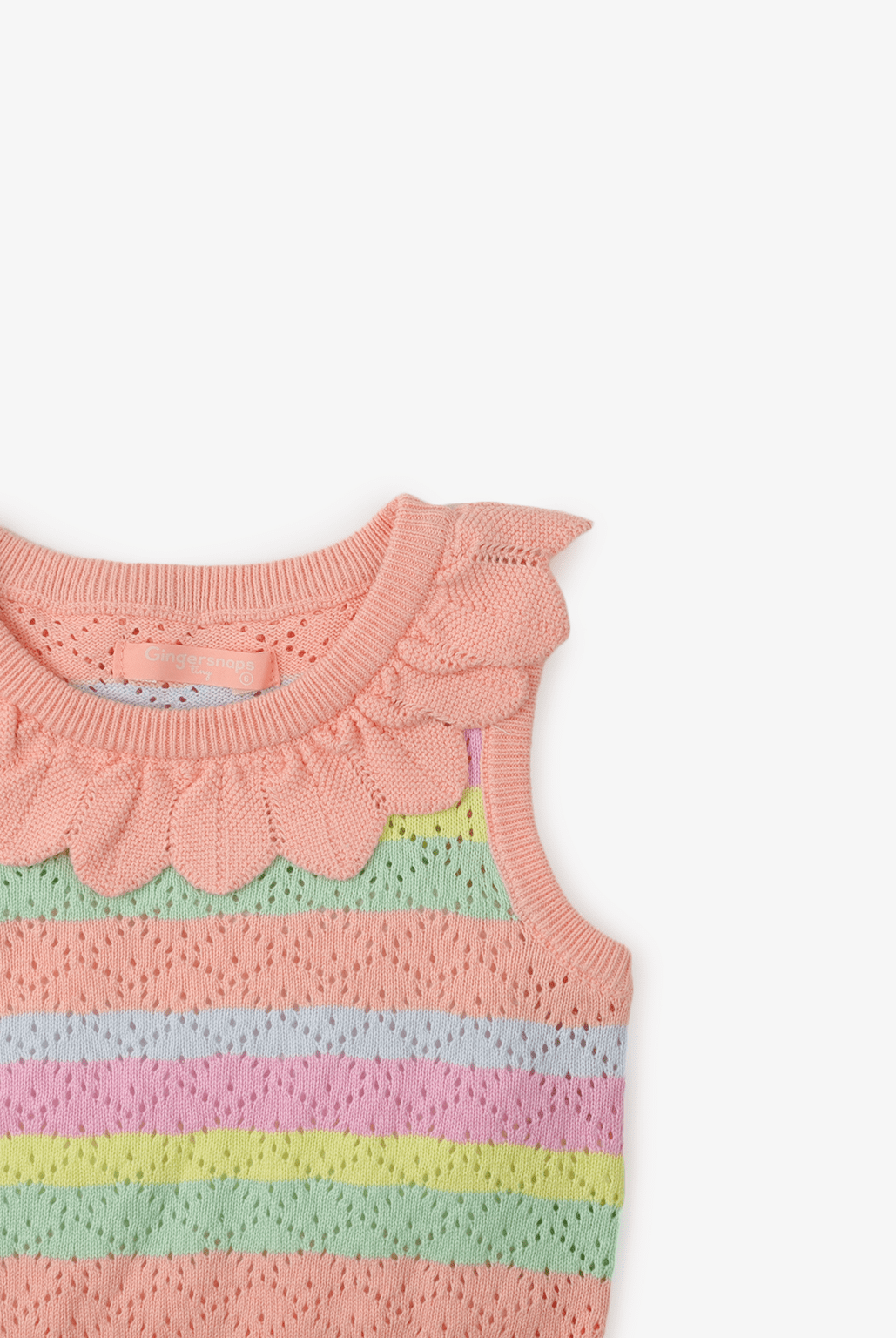 جينجرسنابس توب أطفال خرم كت بكشكشة على الياقة بناتي متعدد الألوان