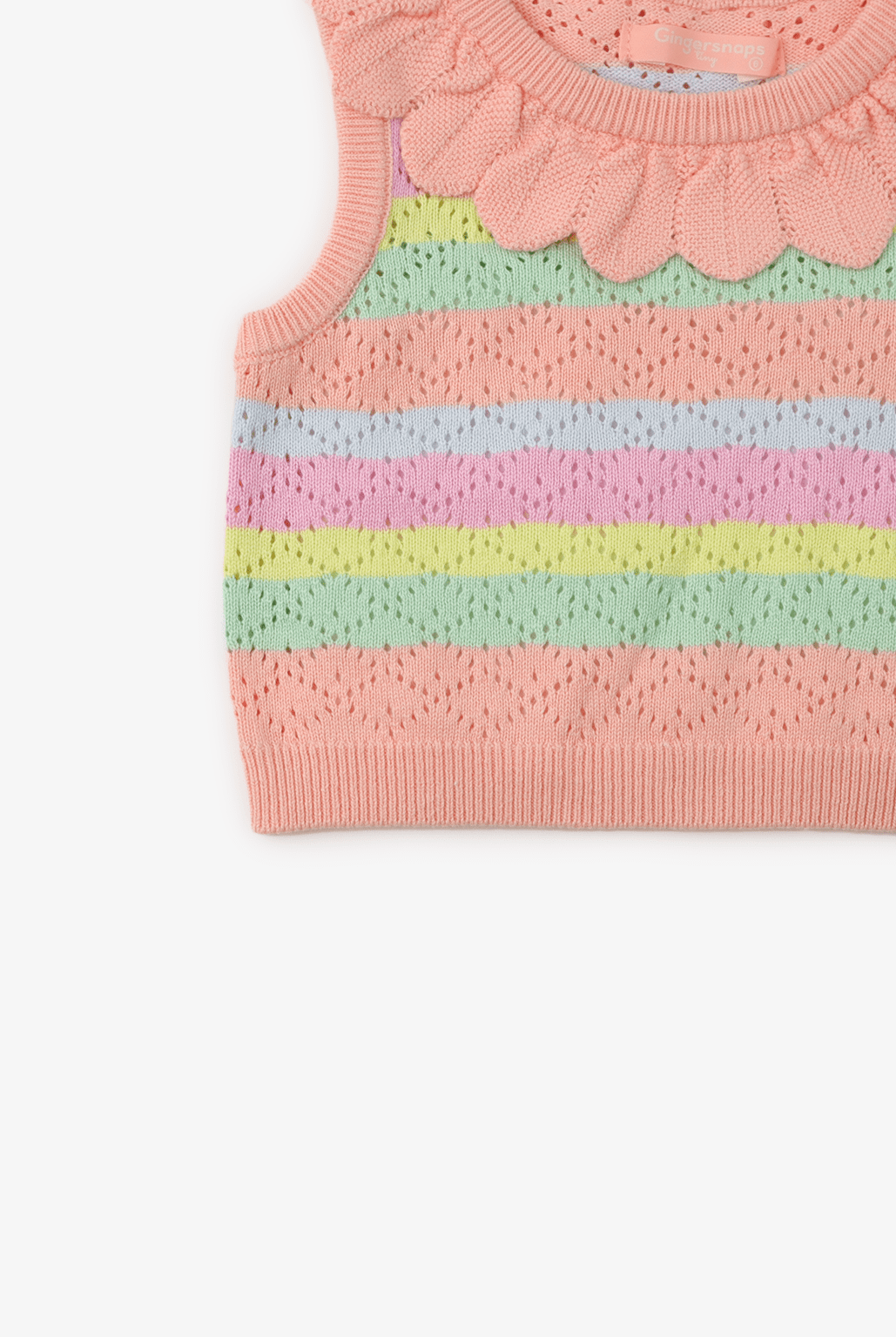 جينجرسنابس توب أطفال خرم كت بكشكشة على الياقة بناتي متعدد الألوان