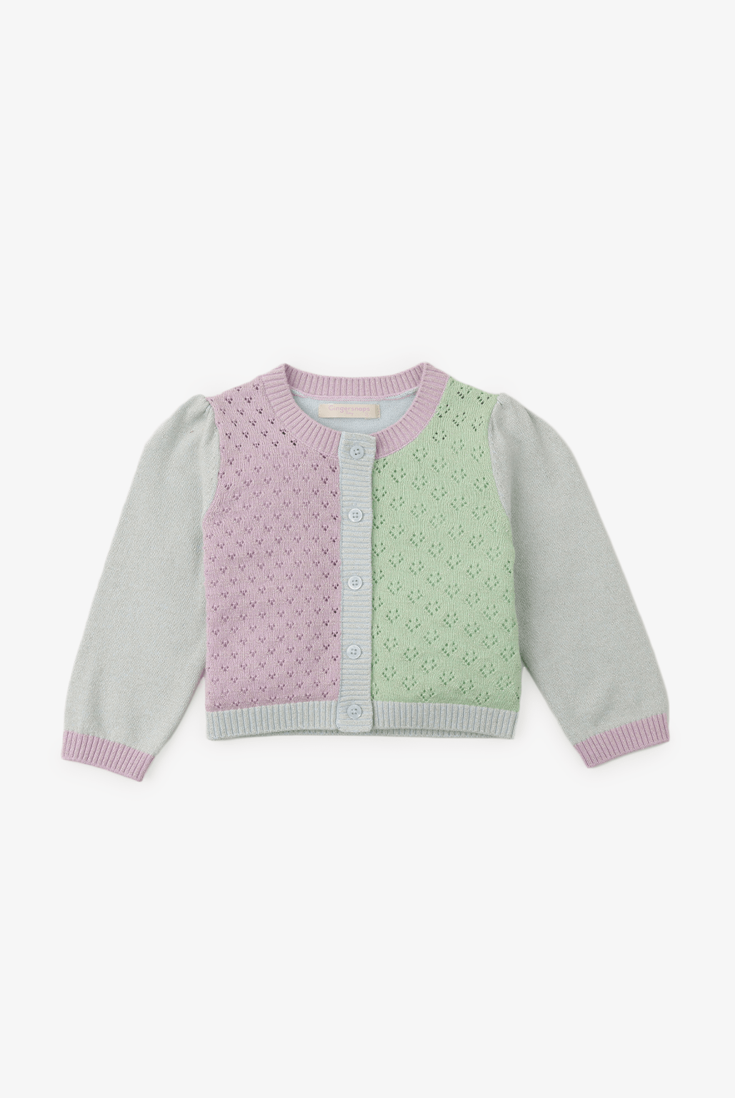 جينجرسنابس بلوزة بناتي مخرمة بازرار أمامية كم طويل متعدد الألوان