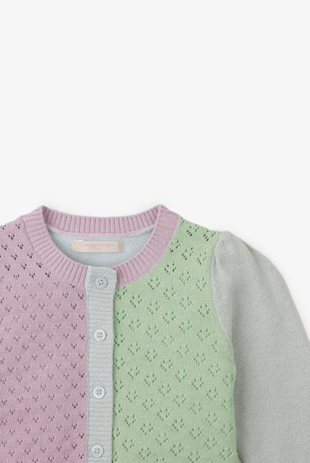 جينجرسنابس بلوزة بناتي مخرمة بازرار أمامية كم طويل متعدد الألوان