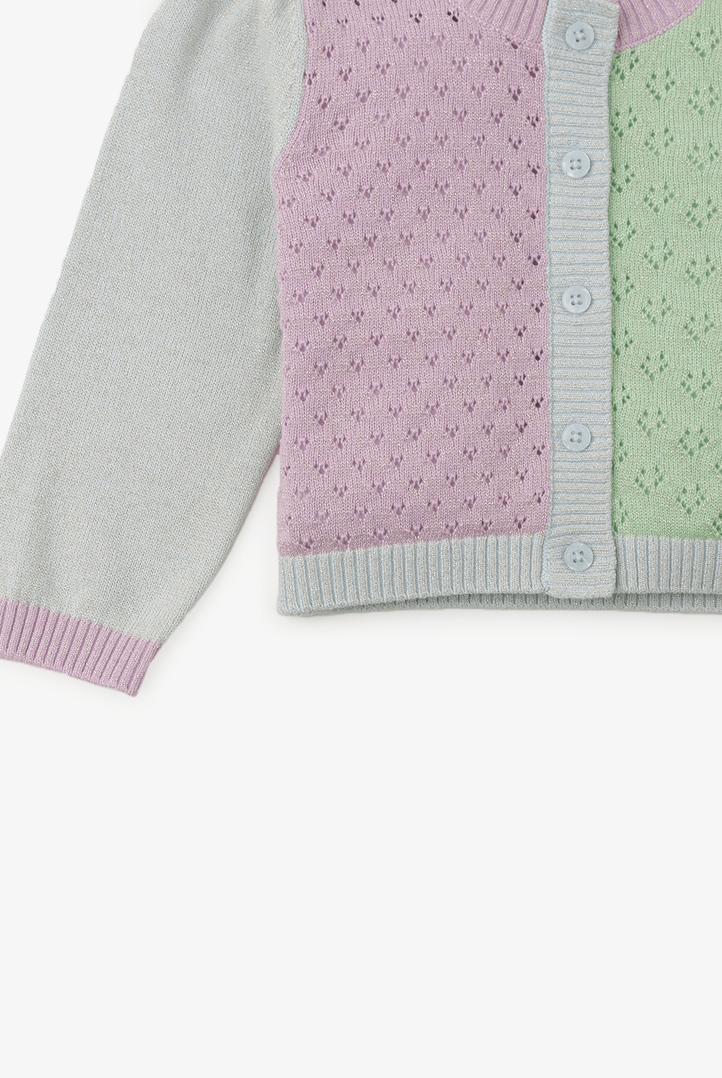 جينجرسنابس بلوزة بناتي مخرمة بازرار أمامية كم طويل متعدد الألوان