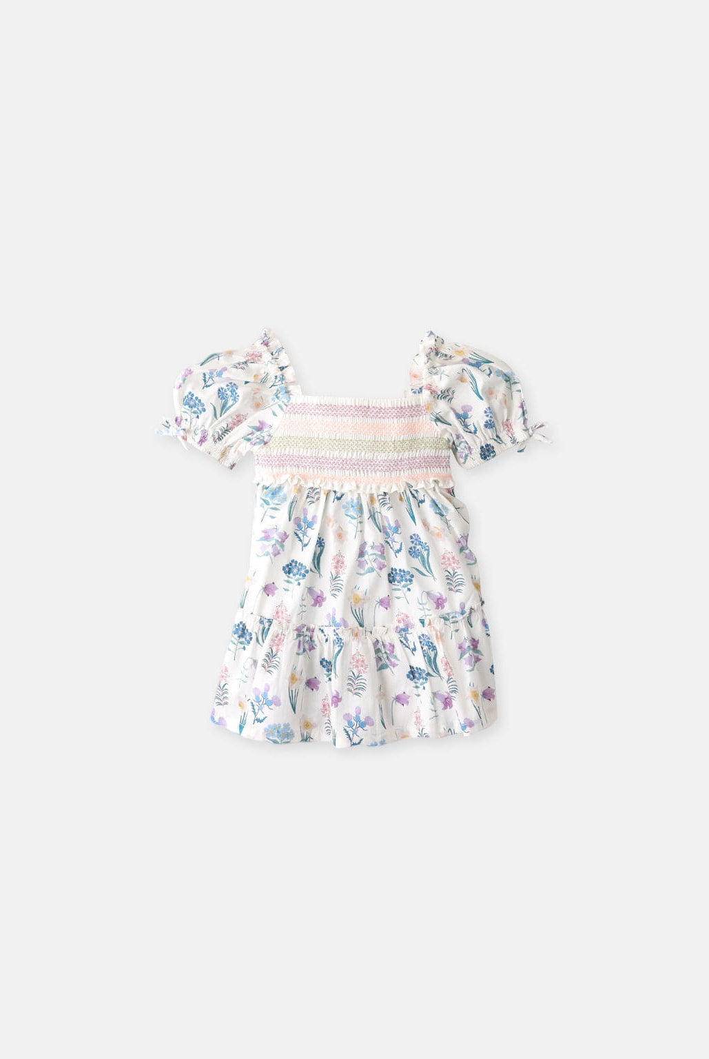 جينجرسنابس فستان منقوش بناتي كم قصير بف ياقة مربعة متعدد الألوان