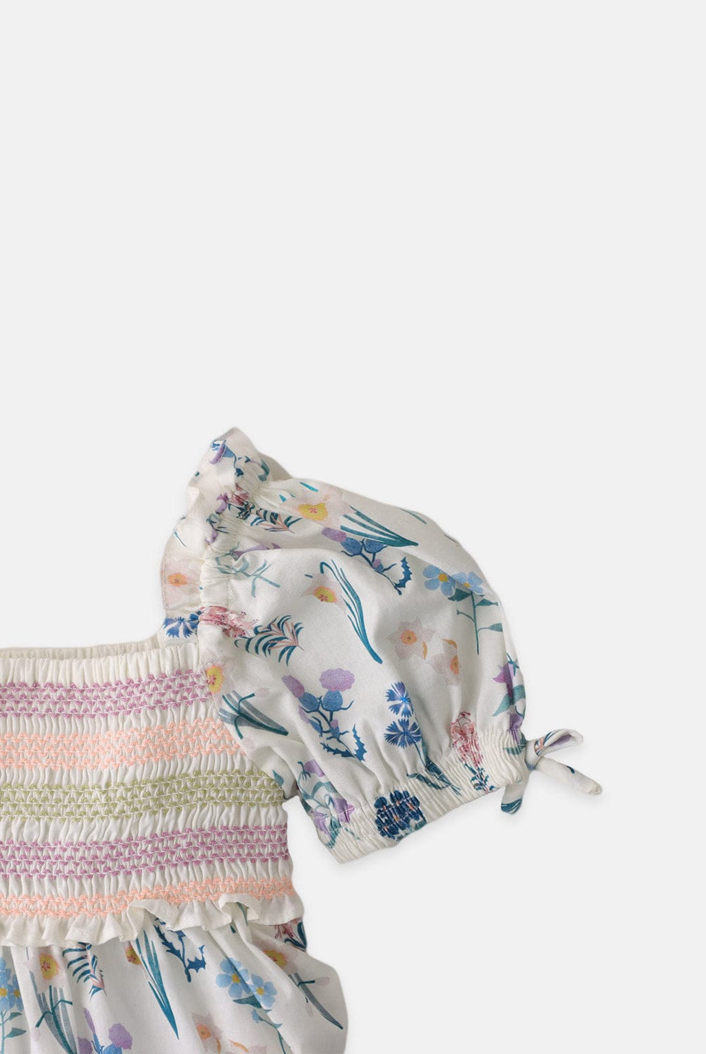 جينجرسنابس فستان منقوش بناتي كم قصير بف ياقة مربعة متعدد الألوان