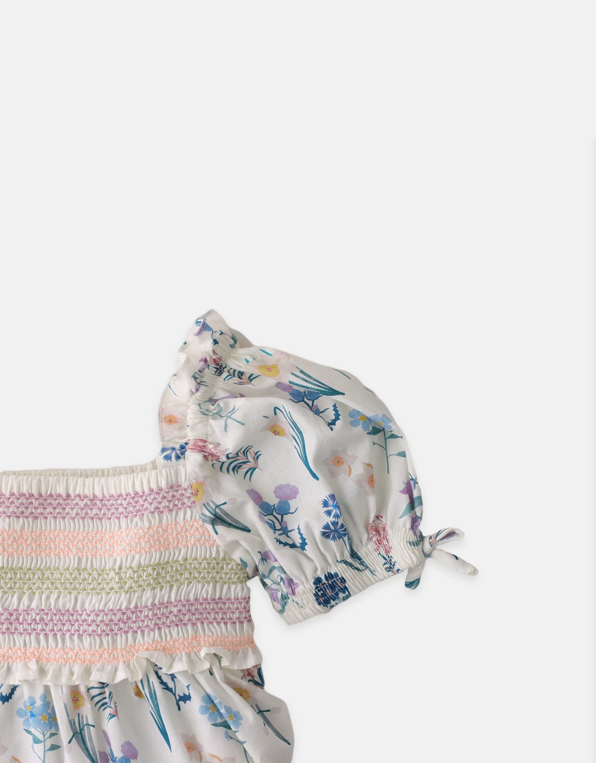 جينجرسنابس فستان منقوش بناتي كم قصير بف ياقة مربعة متعدد الألوان