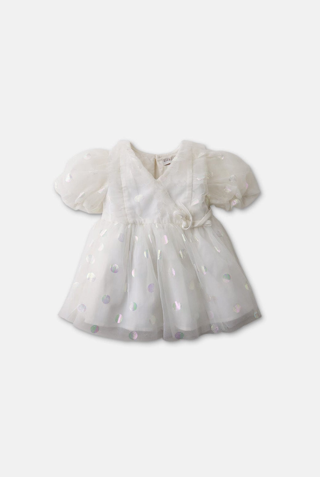 جينجرسنابس فستان منقط شفاف بناتي رضع نص كم بف أوف وايت