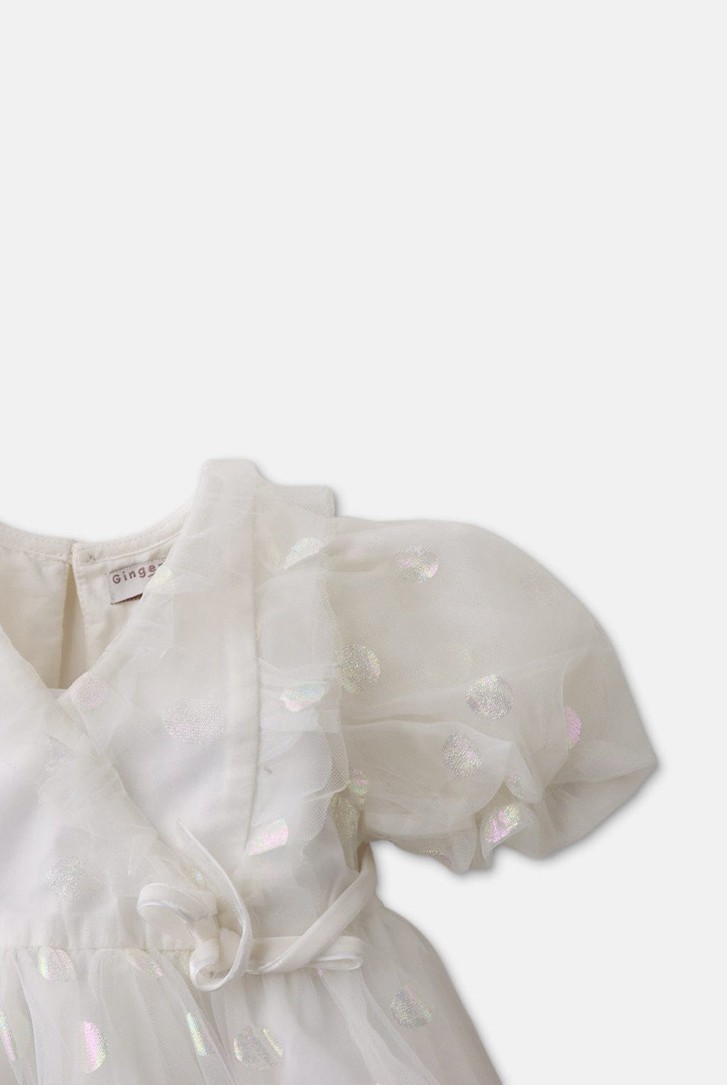 جينجرسنابس فستان منقط شفاف بناتي رضع نص كم بف أوف وايت