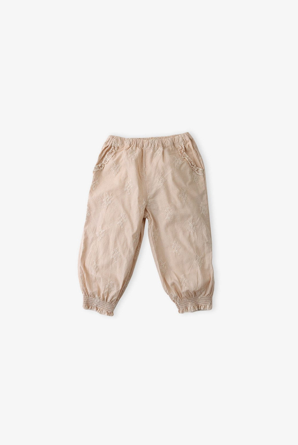 جينجرسنابس طقم قطعتين بلوزة نص كم بف برقبة مع بنطلون بناتي بيج