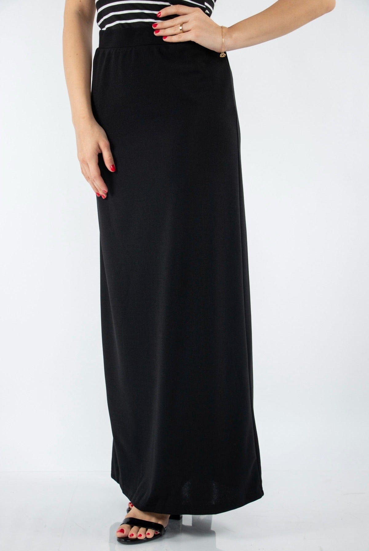 نتشي تنورة طويلة هاي ويست سادة نسائية