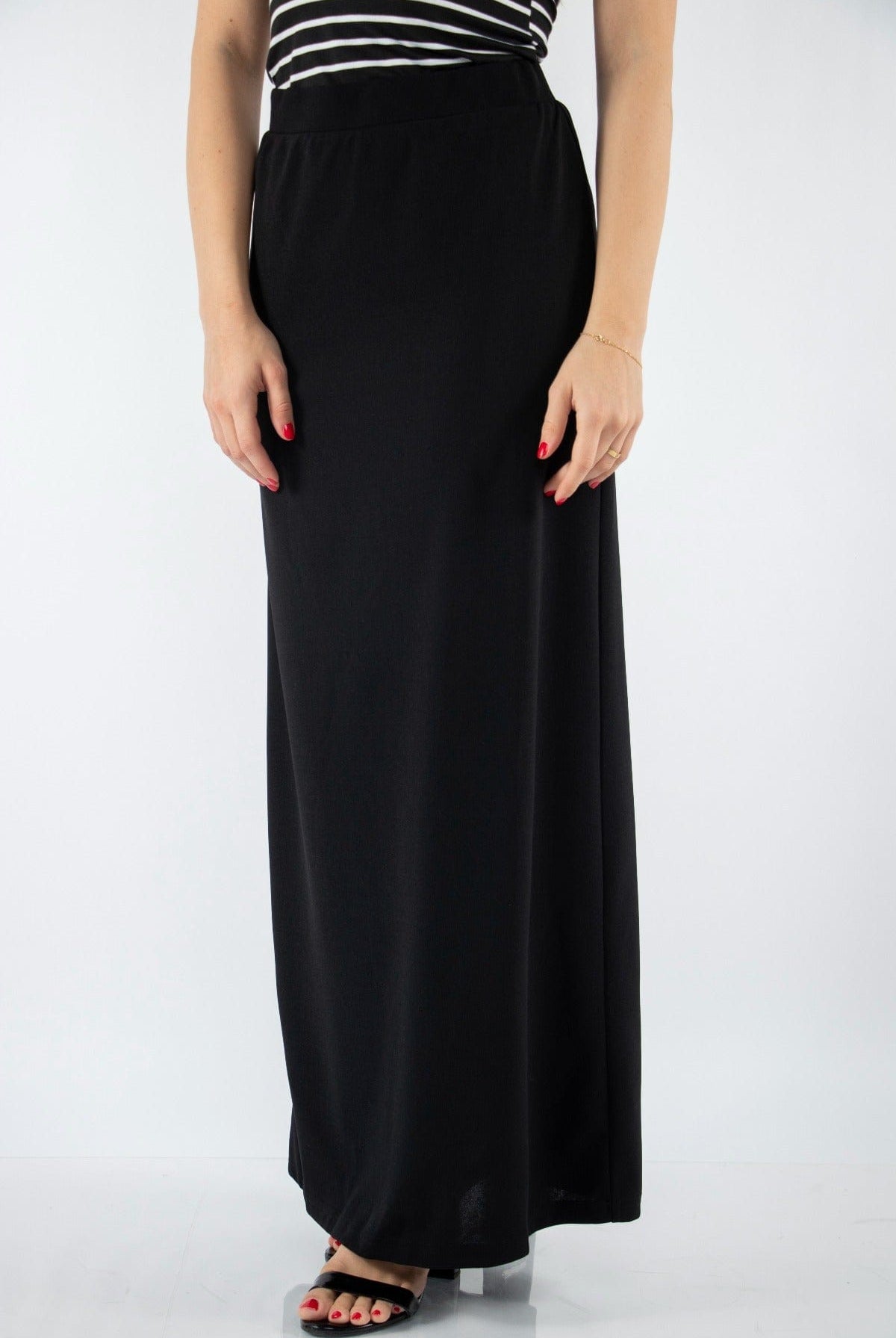 نتشي تنورة طويلة هاي ويست سادة نسائية