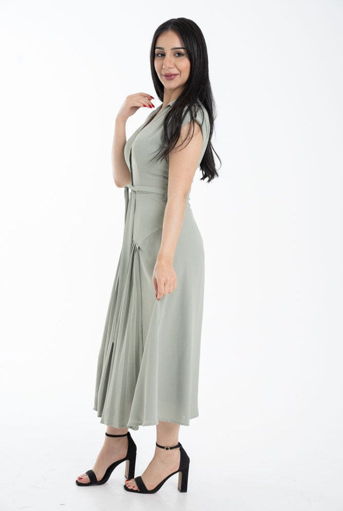 نتشي فستان سادة ميدي طويل بليسية نسائي