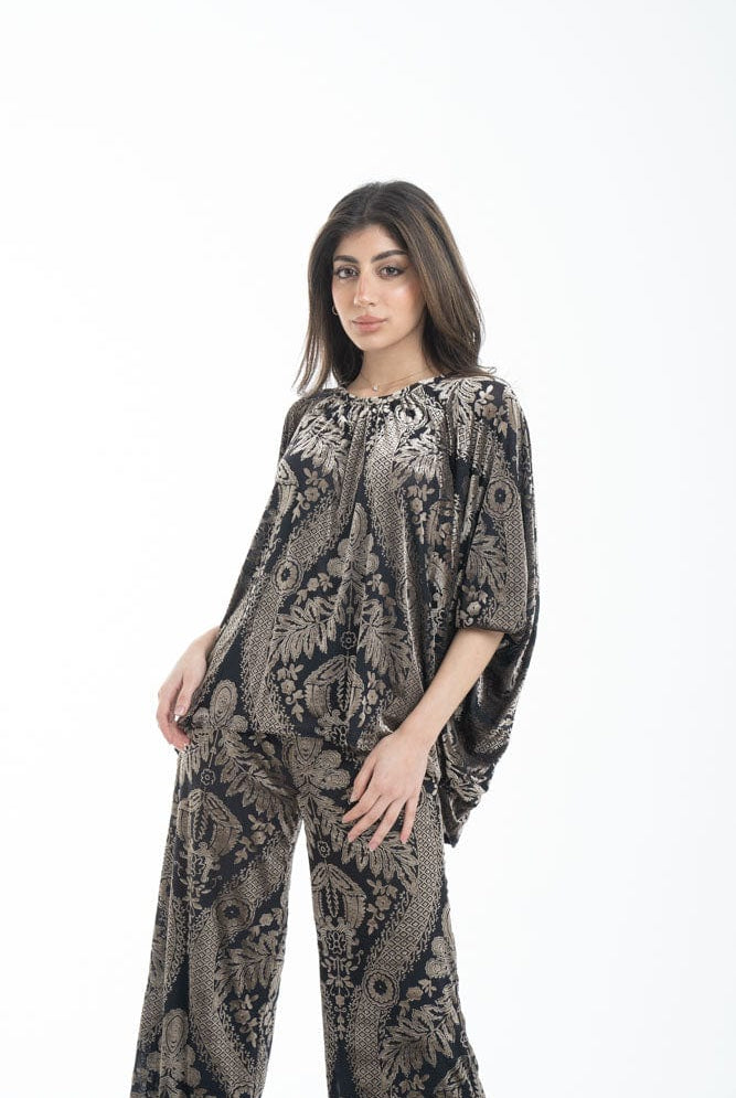 نتشي بلوزة نسائية منزلية بأكمام وسيعة