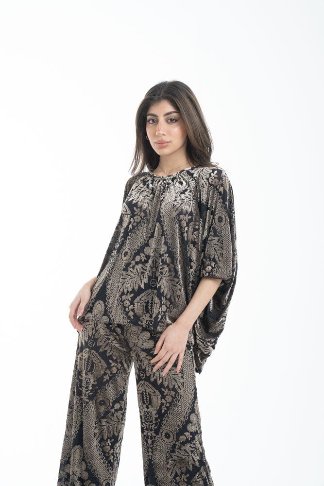 نتشي بلوزة نسائية منزلية بأكمام وسيعة