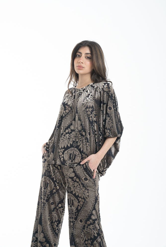 نتشي بلوزة نسائية منزلية بأكمام وسيعة