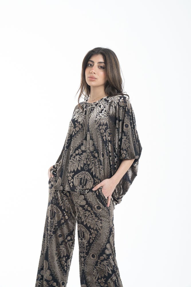 نتشي بلوزة نسائية منزلية بأكمام وسيعة