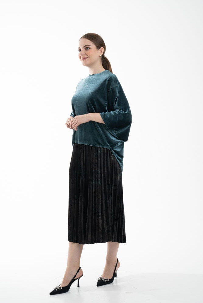 نتشي بلوزة نسائية وسيعة مخملية