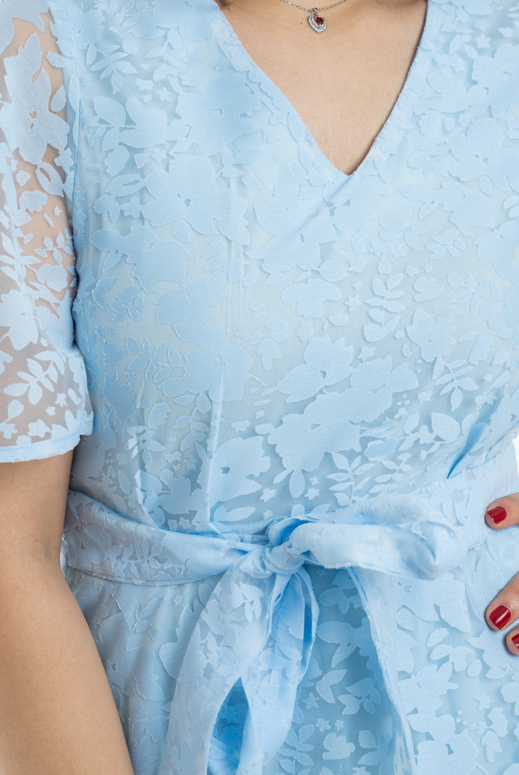 نتشي فستان نسائي ميدي نص كم شيفون