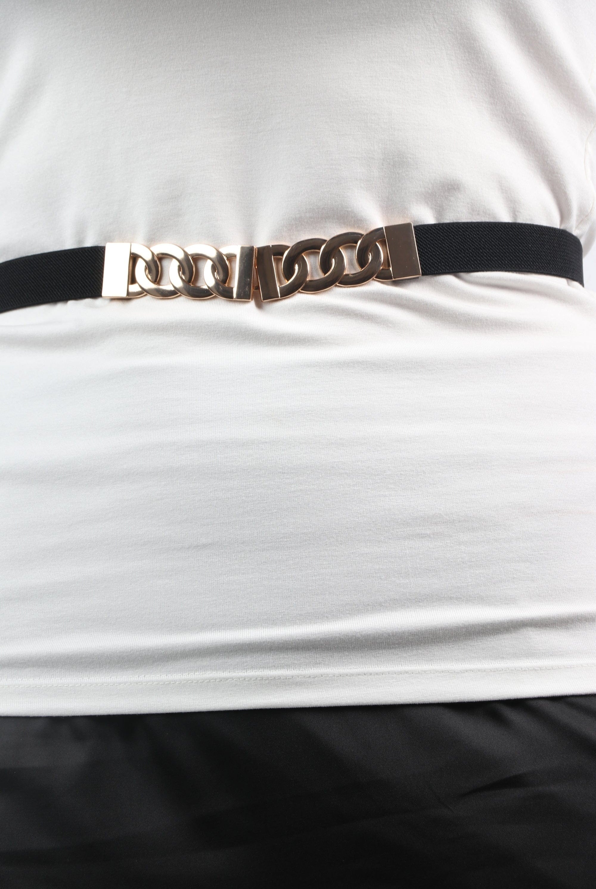 نتشي حزام معدني نسائي رفيع للخصر للفساتين أسود