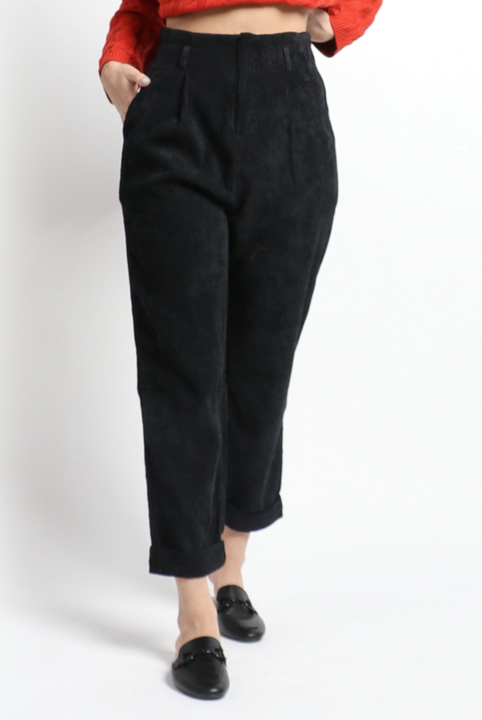 نتشي بنطلون مضلع طويل بجيوب نسائي