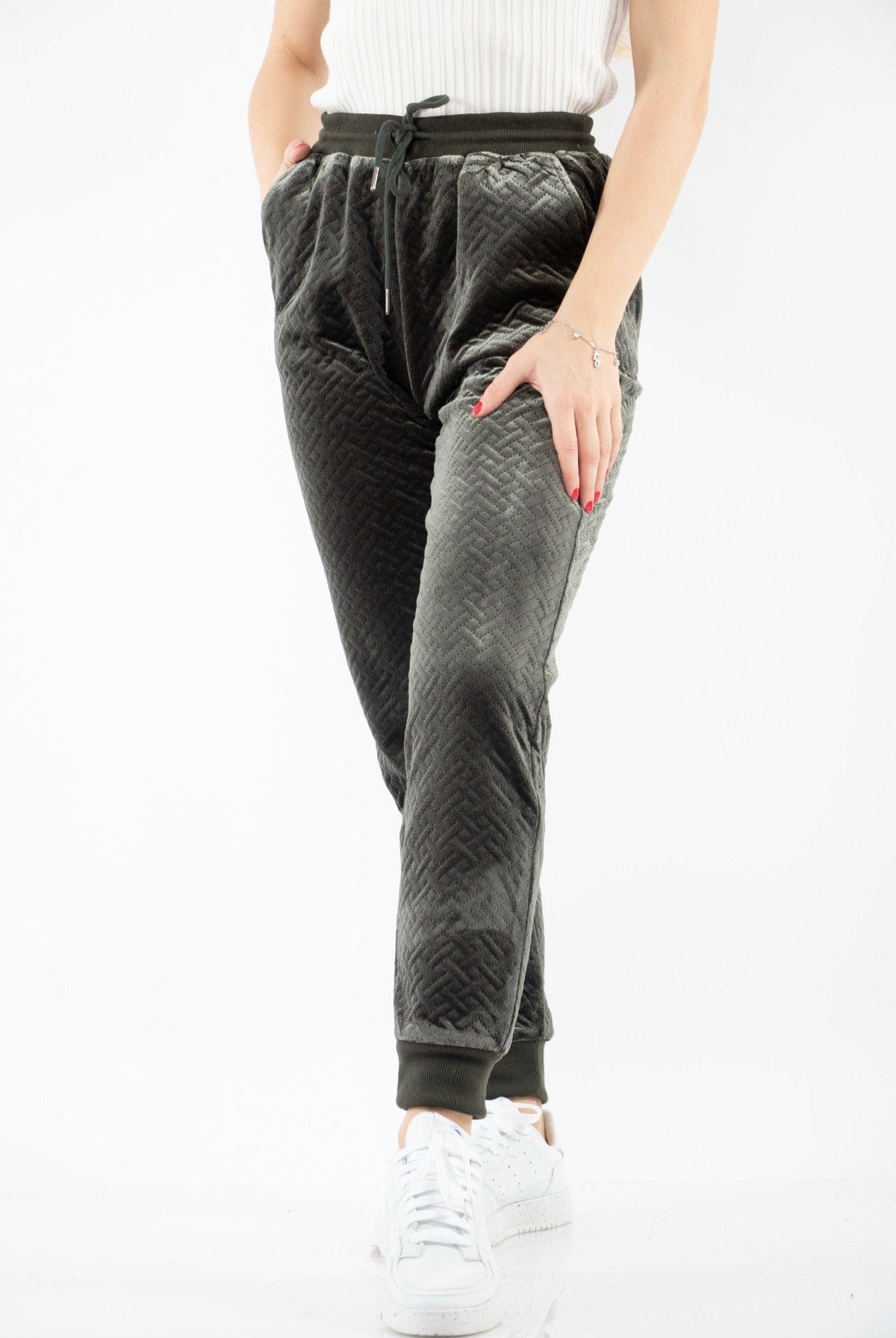 نتشي بنطلون طويل مخمل خصر مرتفع نسائي