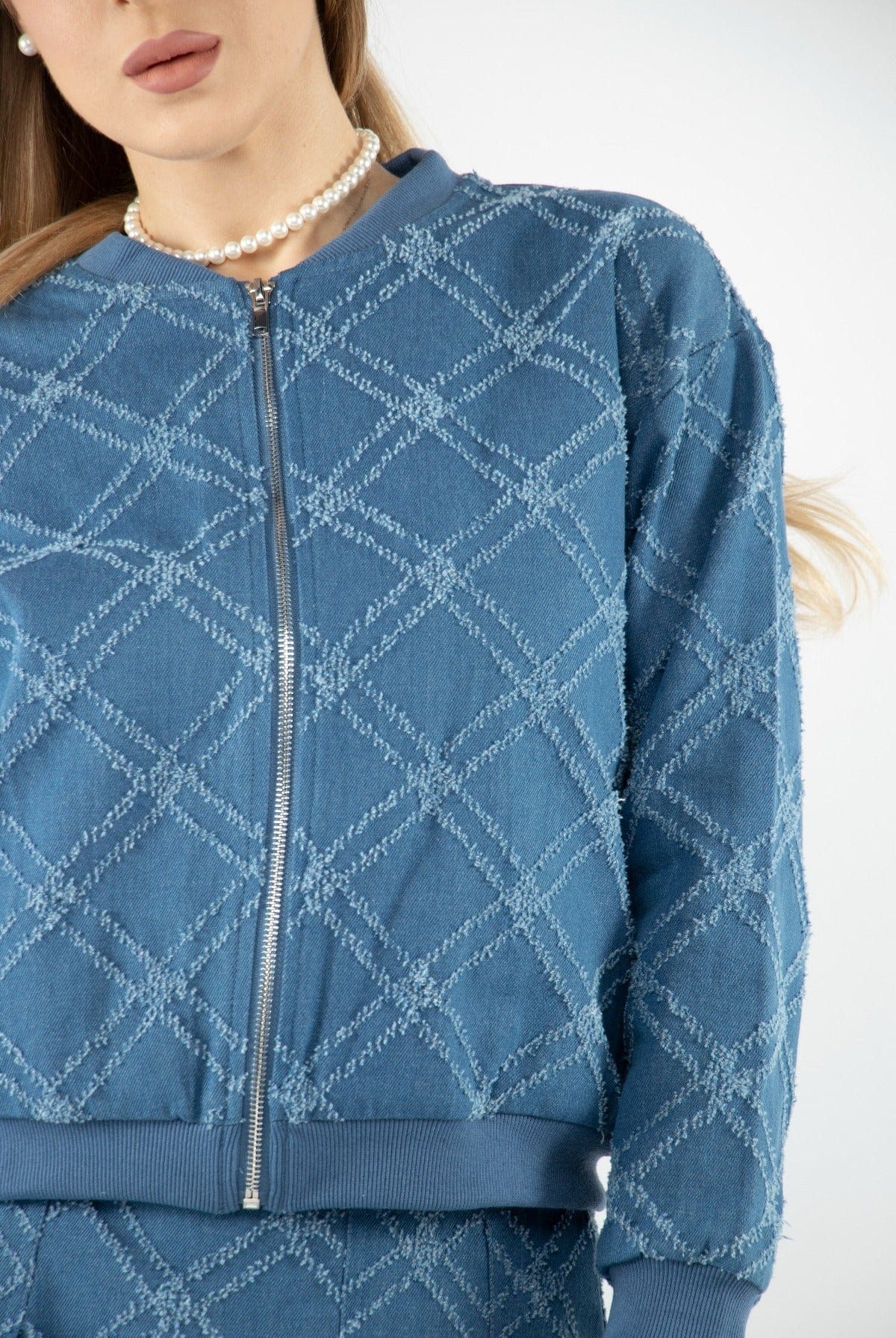 نتشي سويت شيرت بسحاب كم طويل وقبعة نسائي