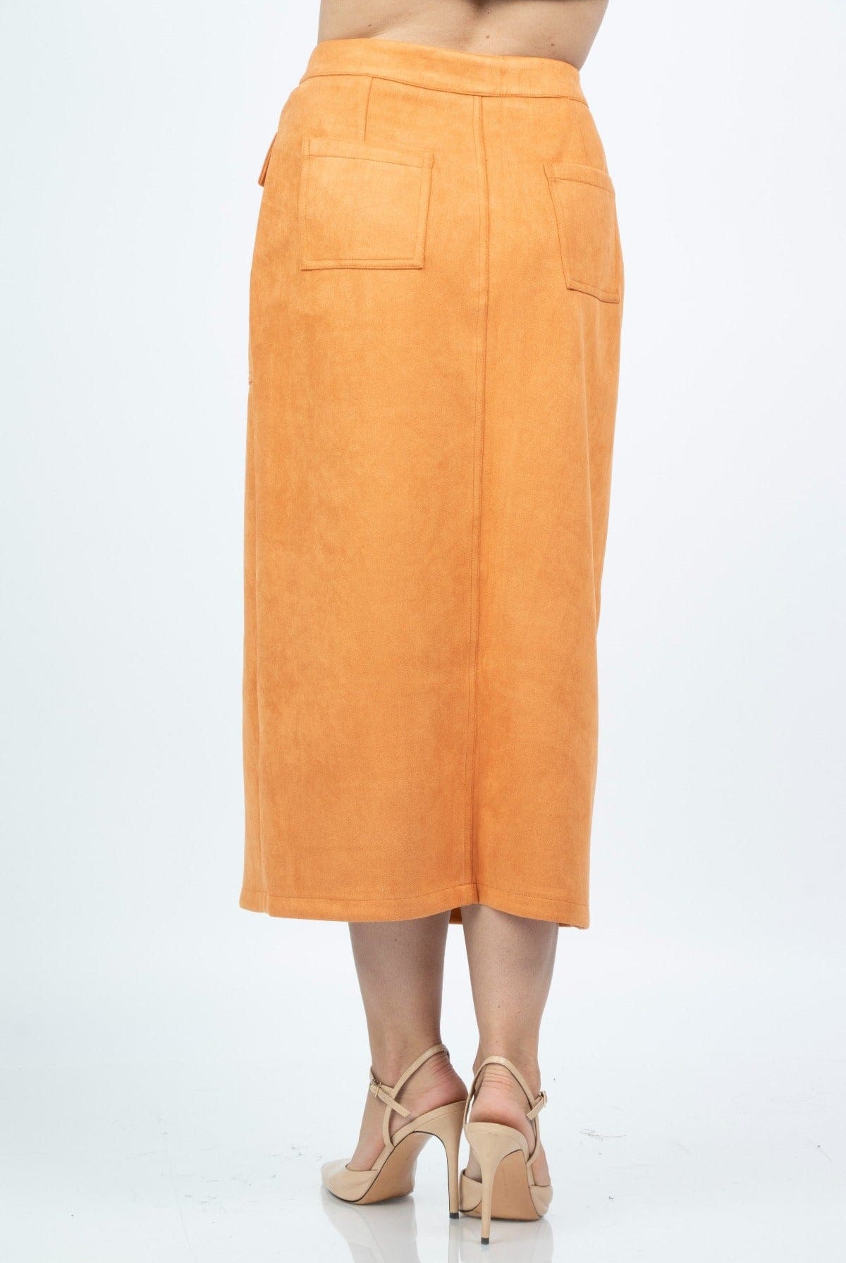 نتشي تنورة ميدي سادة بجيوب واسعة وزر غلق