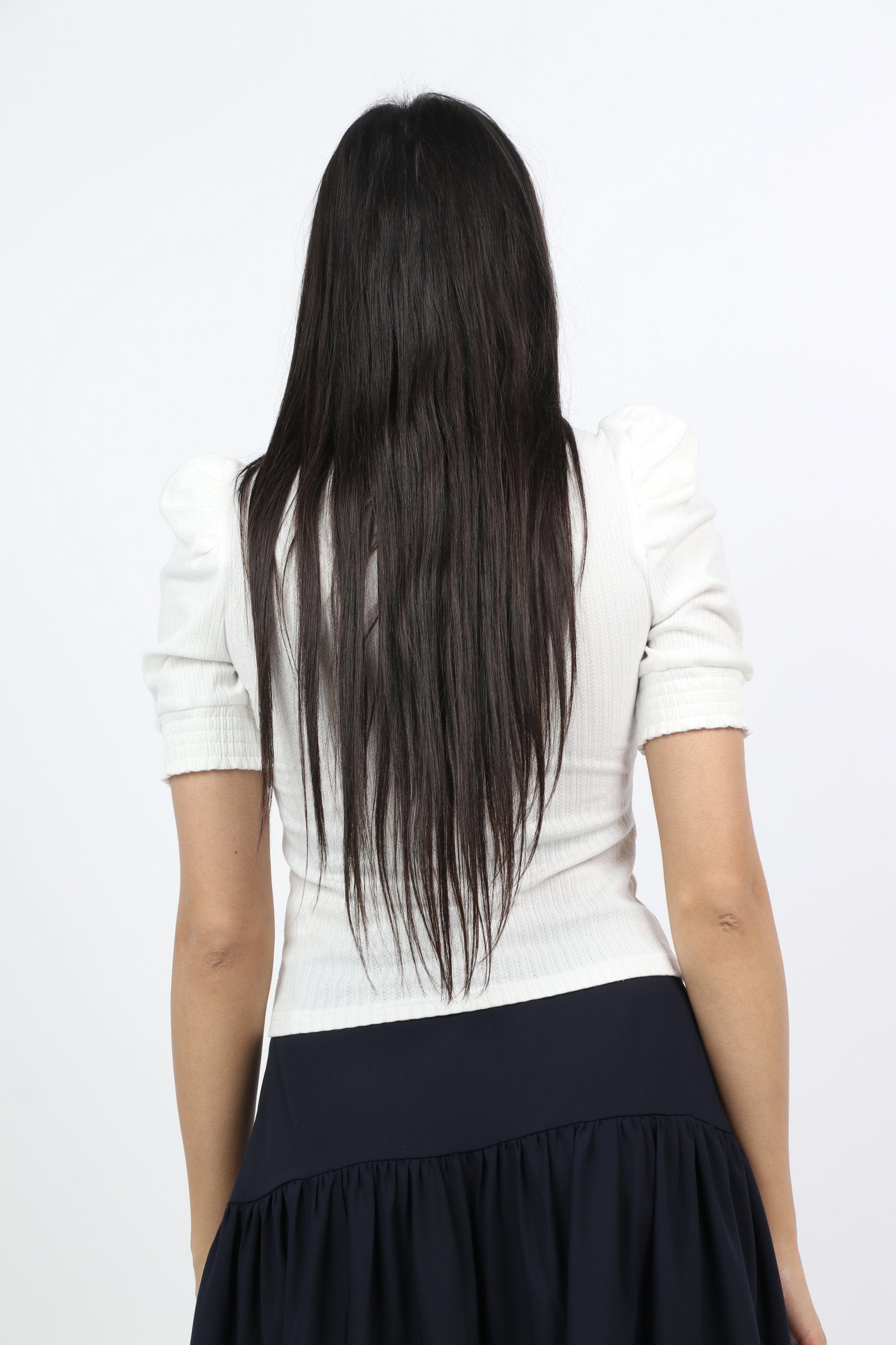 نتشي بلوزة أساسية ضيقة بأكمام منفوخة نسائي