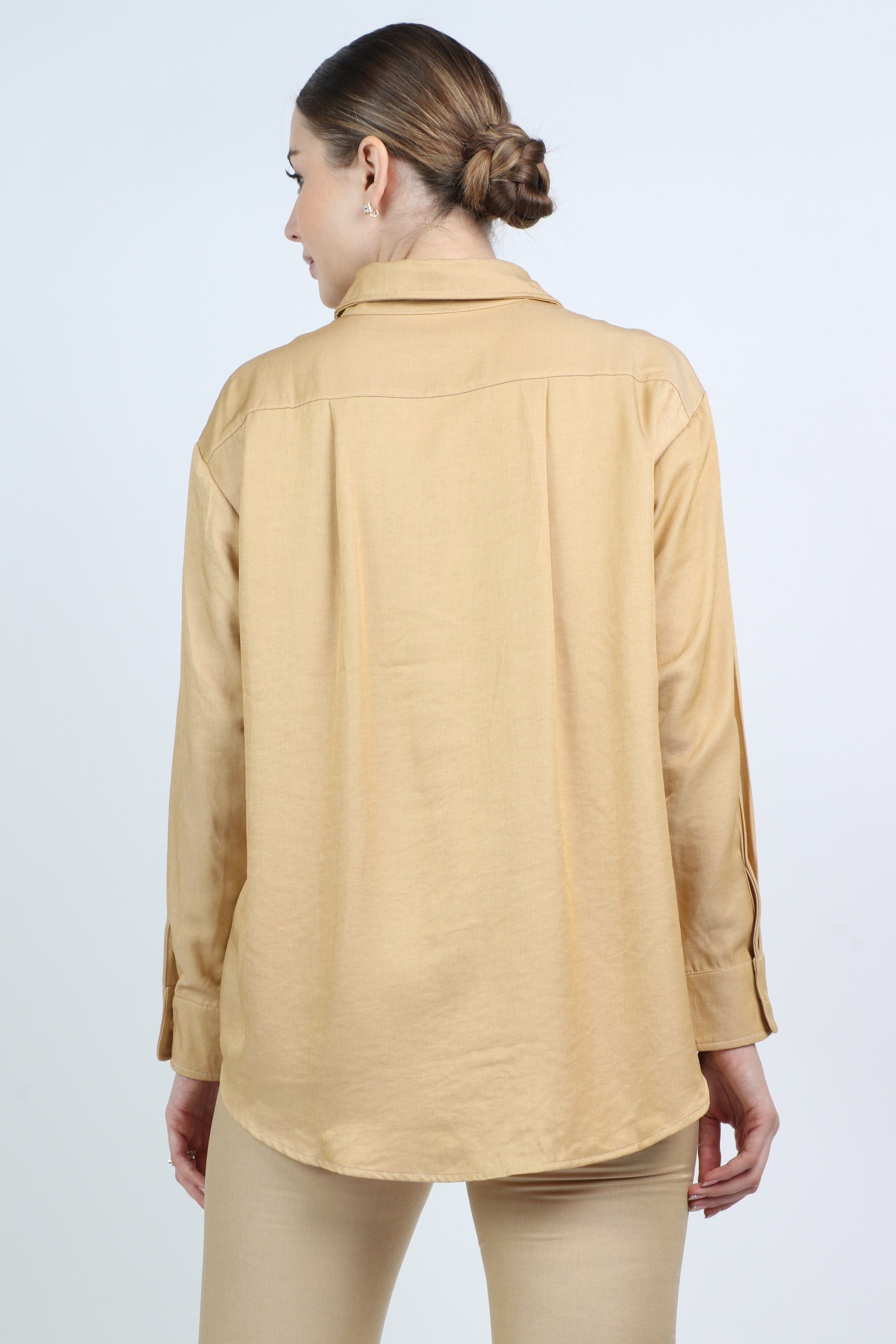 نتشي قميص كلاسيك رسمي سادة كم طويل نسائي