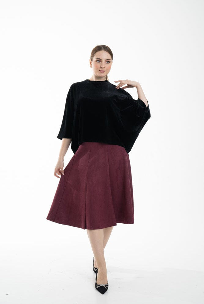 نتشي تنورة ميدي نسائية كلوش سادة